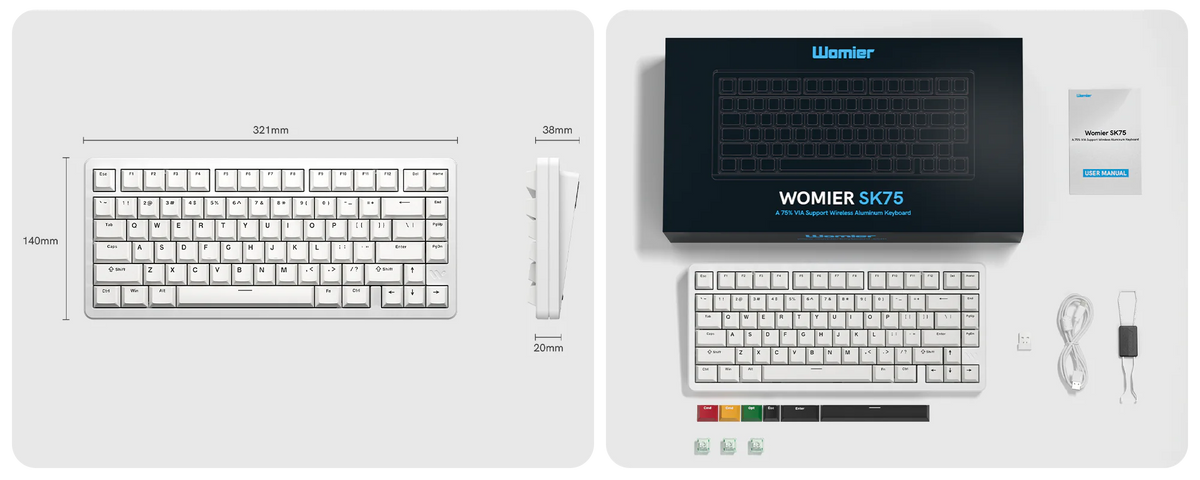 WOMIER SK75 75% WIRELESS ALUMINUM KEYBOARD